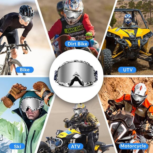 Dirt Bike Goggles Polarized MX Helmet ATV Motocross Off Road Ski Anti Fog UV - Picture 4 of 4